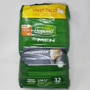 Depend FIT FLEX PM Max‎ Absorbency Underwear For Men S-M 32 Count